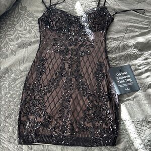 Lulu's Black Sequin Mini Dress